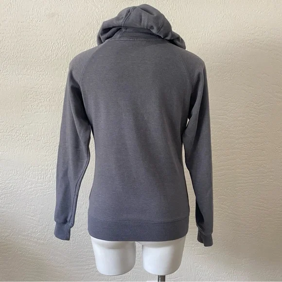 Women’s The North Face Gray Pullover Hoodie Long Sleeve White Graphic Logo Small - Picture 4 of 9